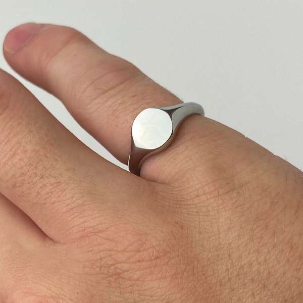 Mens Silver Mini Signet Ring