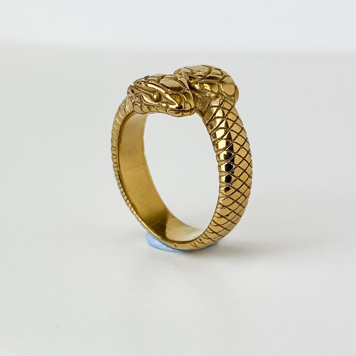 Double Headed Snake Gold Band Ring Mens Ring Rings for men Etsy