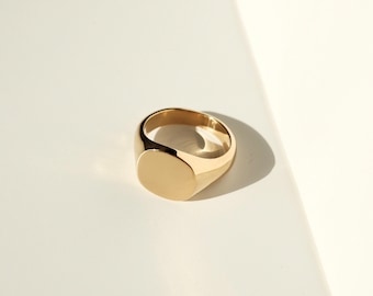 Anillo de sello de oro, anillo de sello de oro unisex esencial, regalo para él