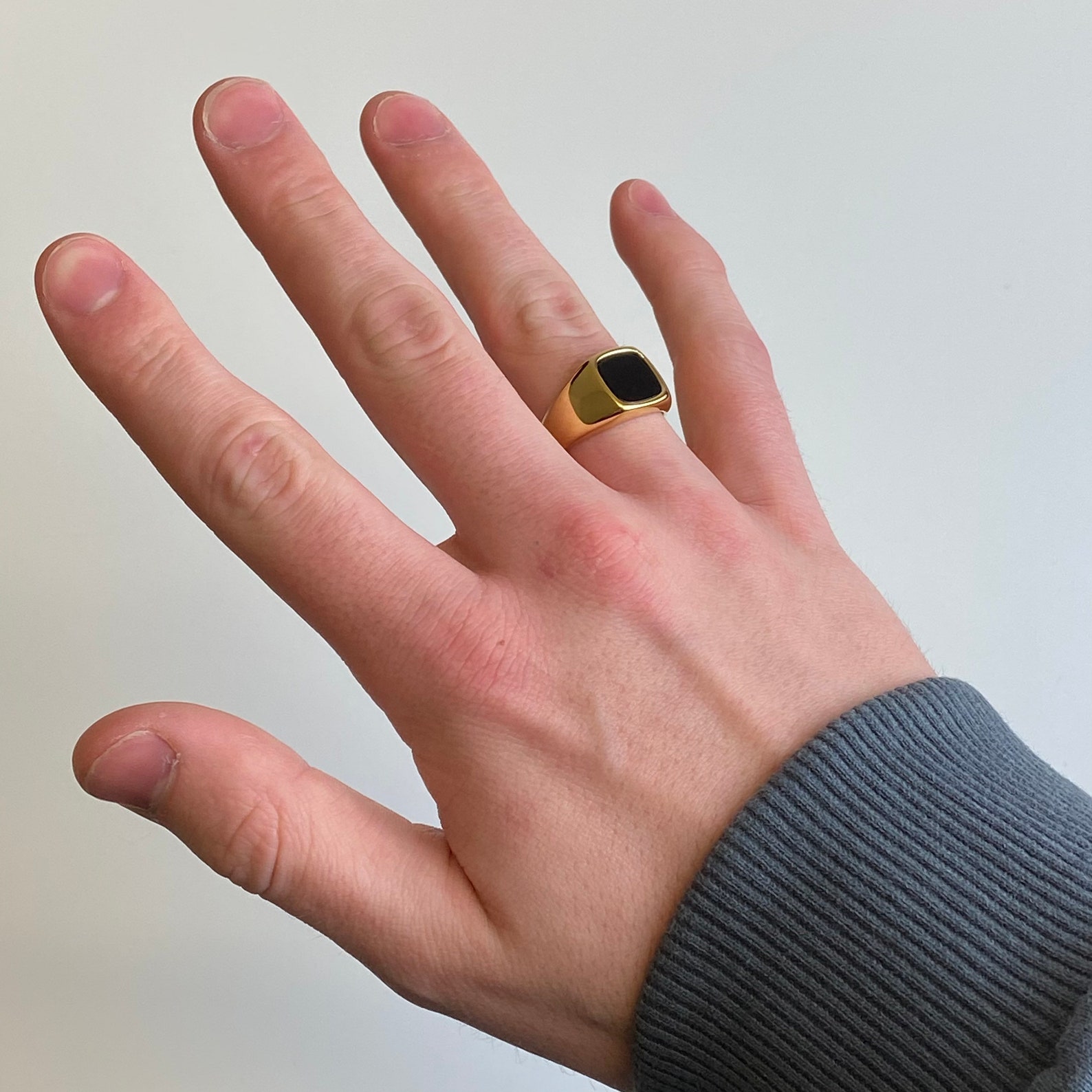 Heren Gouden Zegelring 18K Vergulde Onyx Ring Man Ring | Etsy