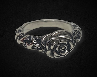 Gothic Rose Ring, Punk Thorn Spike Signet Ring For Men, Mens Punk Ring, Unisex Ring