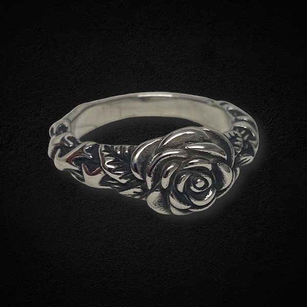 Gothic Rose Ring, Punk Thorn Spike Signet Ring For Men, Mens Punk Ring, Unisex Ring