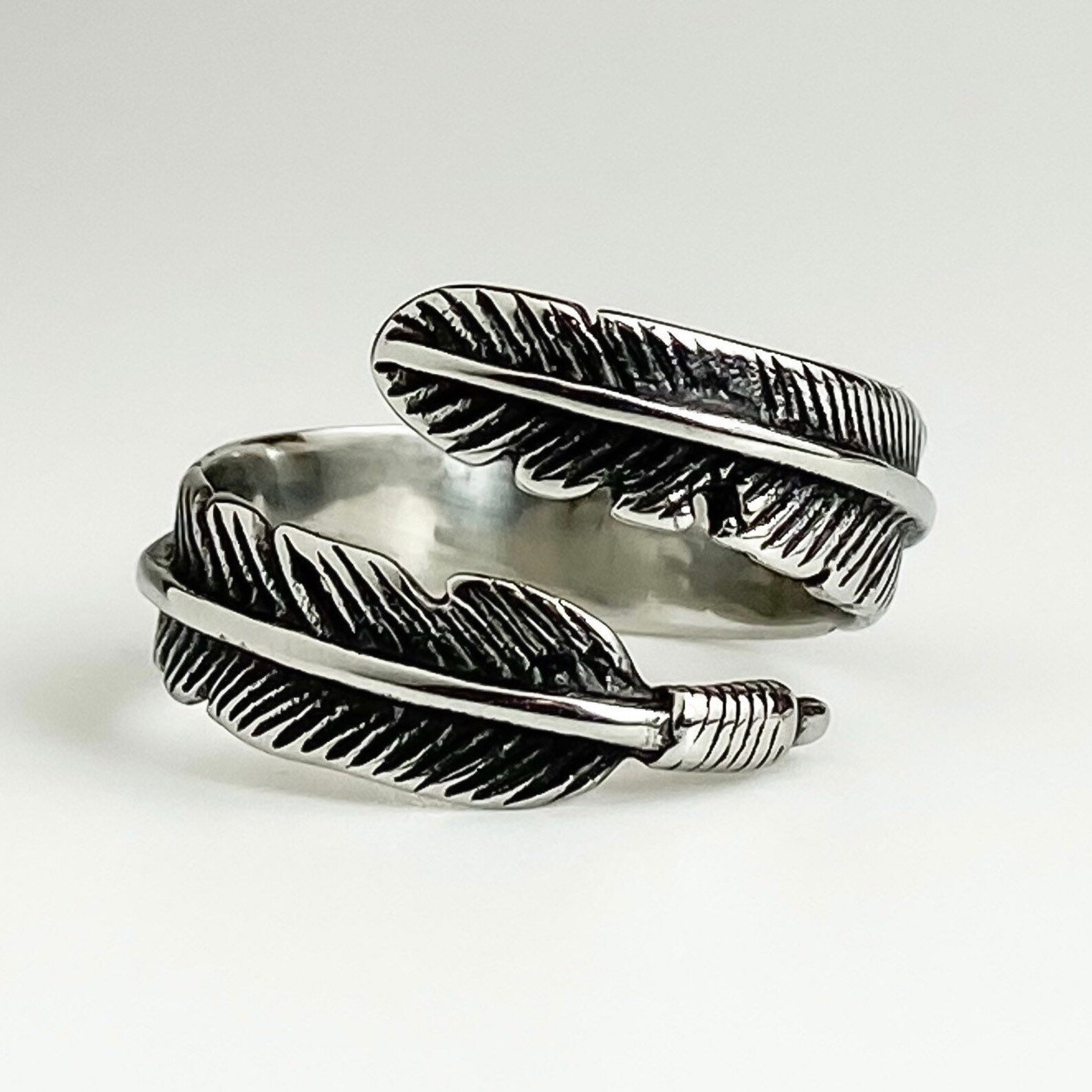 Mens Feather Ring Silver Feather Ring Ring for men Silver Etsy