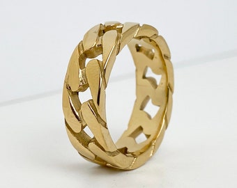 Cuban Ring, Gold Unisex Cuban Band Ring