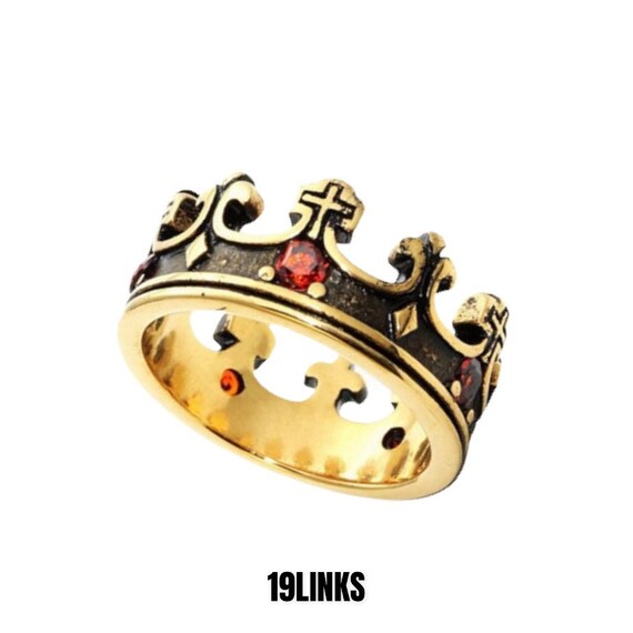Crown Ring Gold Crown Ring Mens Crown Ring Ring For Men Etsy