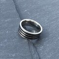 Band Ring With Black Detail Silver For Men and Women