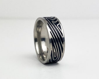 Silver Retro Hippie / Boho Band Ring For Men