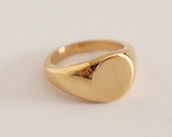 Gold Ring - Unisex Gold Signet Ring, Gold Signet Ring For Her