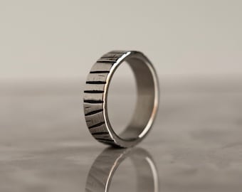 Engraved Silver Band Ring For Him