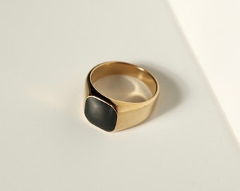 Gold Siegelring, Herren Gold Onyx Siegelring