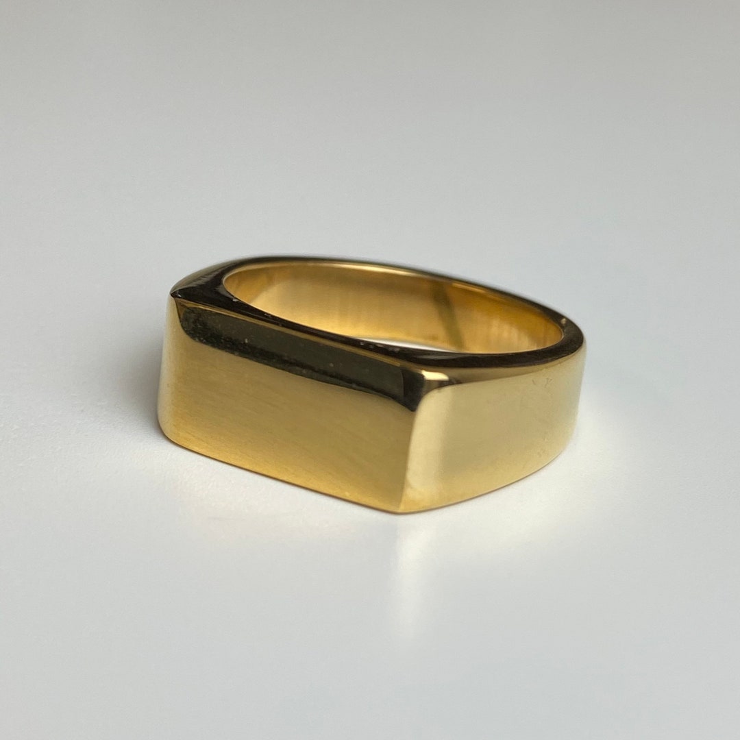 Mens 18K Gold Plated Signet Ring Gold Signet Ring man Ring Men Ring ...