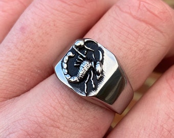 Scorpio Silver Unisex Signet Ring