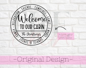 Lake House Welcome Sign SVG – Cabin Name Template (Digital Download)
