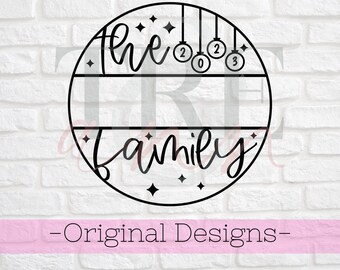 Customizable Family Christmas Ornament svg - Family Name Christmas Ornament svg - Round Christmas Ornament svg - Circle Ornament svg - png