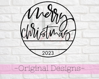 Merry Christmas Ornament svg - Christmas svg - Circle Christmas Sign svg - Custom Christmas svg - Customizable Christmas Ornament svg - png