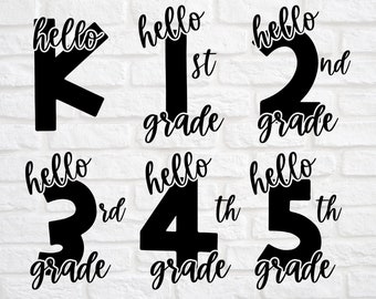 Back to School svg - Hello Grade One svg - Hello Grade 2 svg - Hello Grade svg - Back to School SVG Design - Back To School Bundle svg