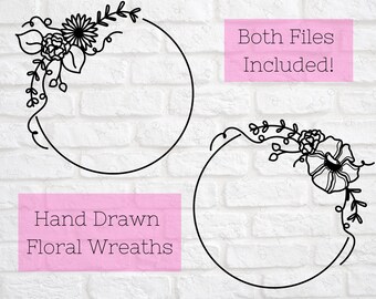 Coronas florales svg - Corona floral svg - Flores svg - Corona svg - Paquete de coronas svg - Marco floral svg - Corona de flores svg - dxf png eps
