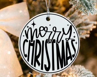 Merry Christmas Ornament svg - Christmas Ornament svg - Round Ornament svg - Circle Ornament svg - 4 Inch Round Ornament svg - Christmas svg