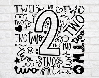2nd Birthday svg - Two Year Old svg - Second Birthday svg - Second Birthday Shirt svg - 2 Year old Collage svg - Two Year Old Birthday svg