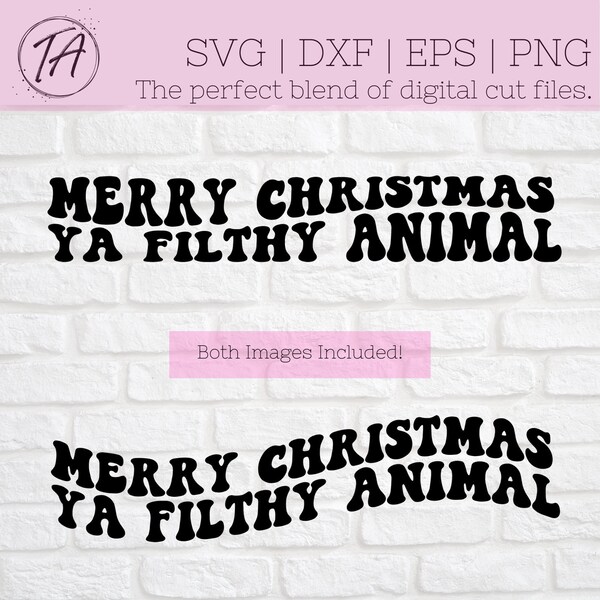 Merry Christmas Ya Filthy Animal svg - Frohe Weihnachten svg - Retro Weihnachtssvg - Retro Weihnachtsshirt Svg - Weihnachtsgeschenk svg -
