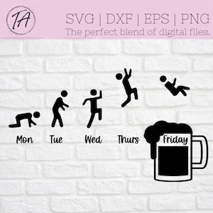 Weekend Vibes svg - Friyay svg - Friday svg - Weekend svg - Hello Weekend svg - Weekday Stickman svg - TGIF svg - Beer svg - Beer Lover svg