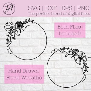 Floral Wreaths svg - Floral Wreath svg - Flowers svg - Wreath svg - Wreath Bundle svg - Floral Frame svg  - Flower Wreath svg- dxf png eps