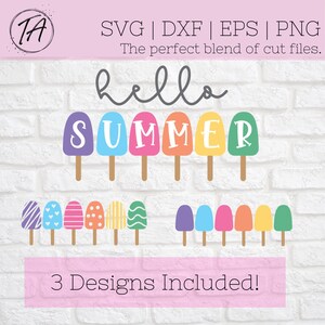 Hello Summer svg - Summer svg - Summer Popsicles svg - Popsicles svg - Summer Sign svg - Beach svg - Ice Cream svg - Summertime svg