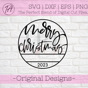 Merry Christmas Ornament svg - Christmas svg - Circle Christmas Sign svg - Custom Christmas svg - Customizable Christmas Ornament svg - png