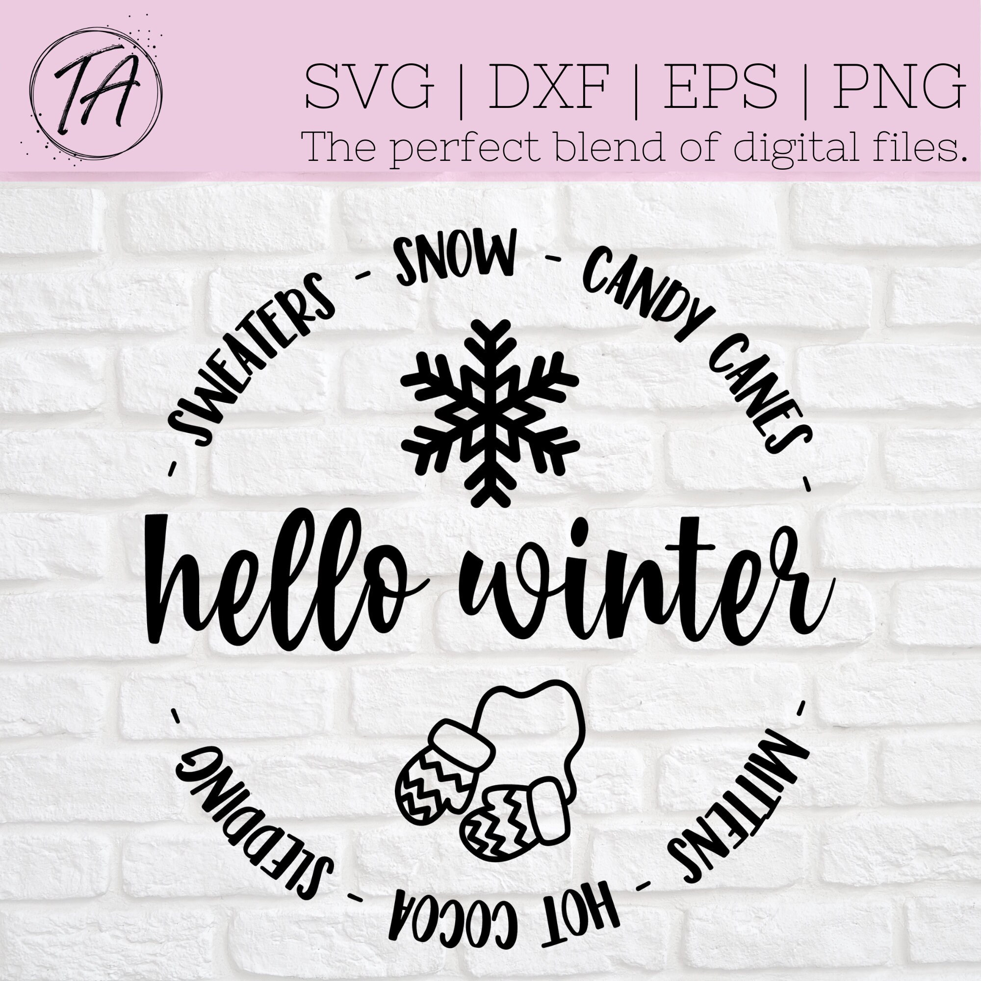 Hello Winter Svg Winter Svg Circle Sign Svg Winter | Etsy