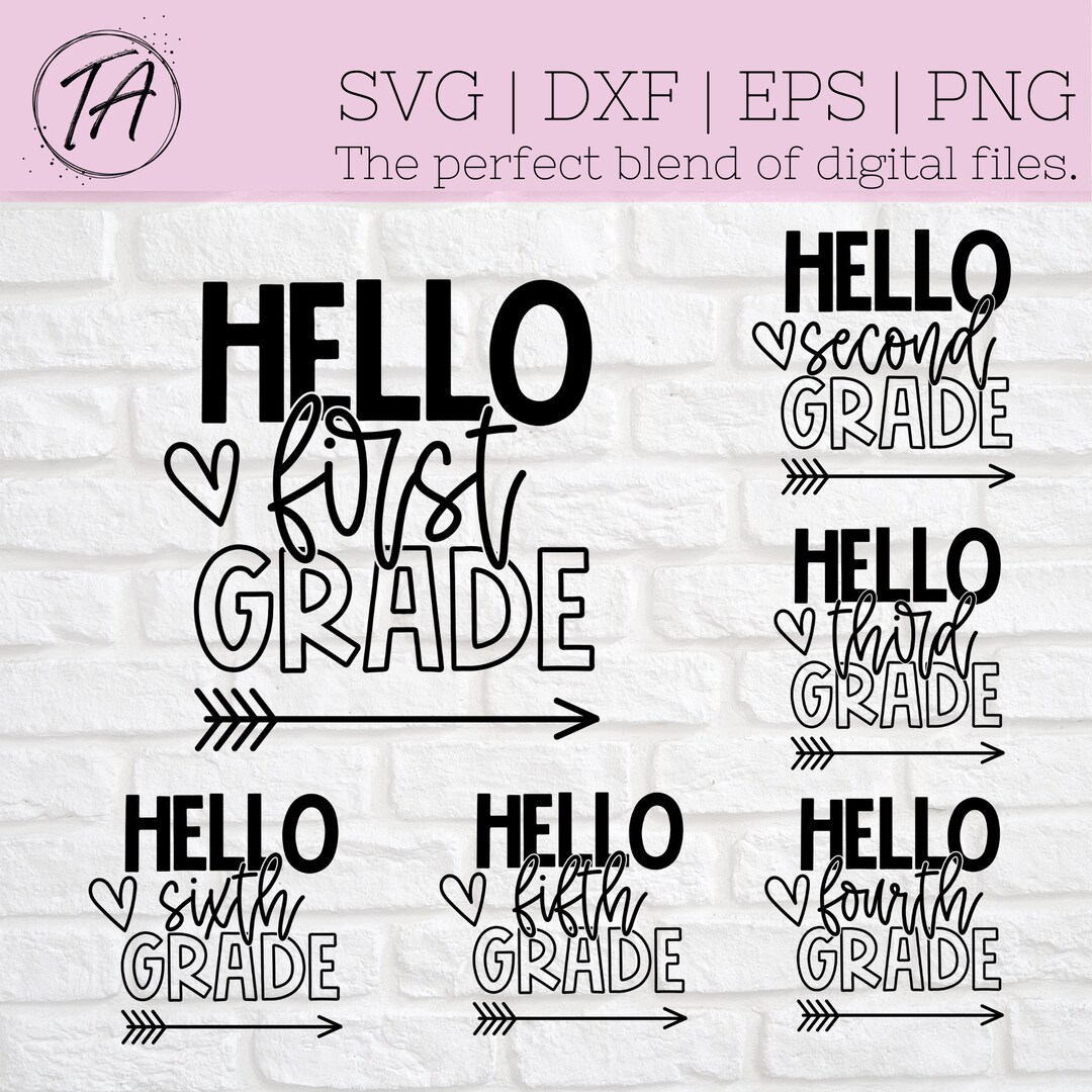 Hello First Grade Svg - Hello 1st Grade Svg - Back to School Svg - Back ...