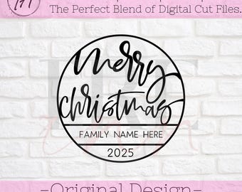 Merry Christmas Ornament svg - Christmas svg - Circle Christmas Sign svg - Custom Christmas svg - Customizable Christmas Ornament svg - png
