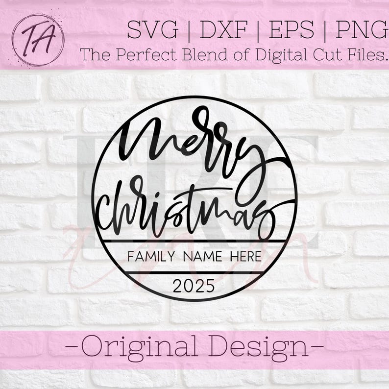 Adorno navideño SVG - Adorno navideño SVG - Letrero navideño circular SVG - Adorno navideño personalizado SVG - Adorno navideño personalizable SVG - PNG imagen 1