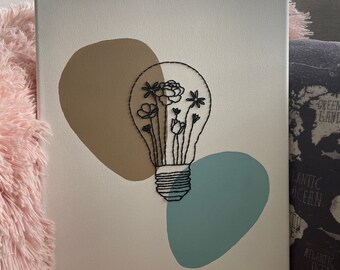 Flower Lightbulb Embroidery Canvas
