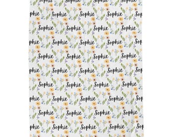 Personalized Cozy Throw  | Floral Velveteen Plush Blanket
