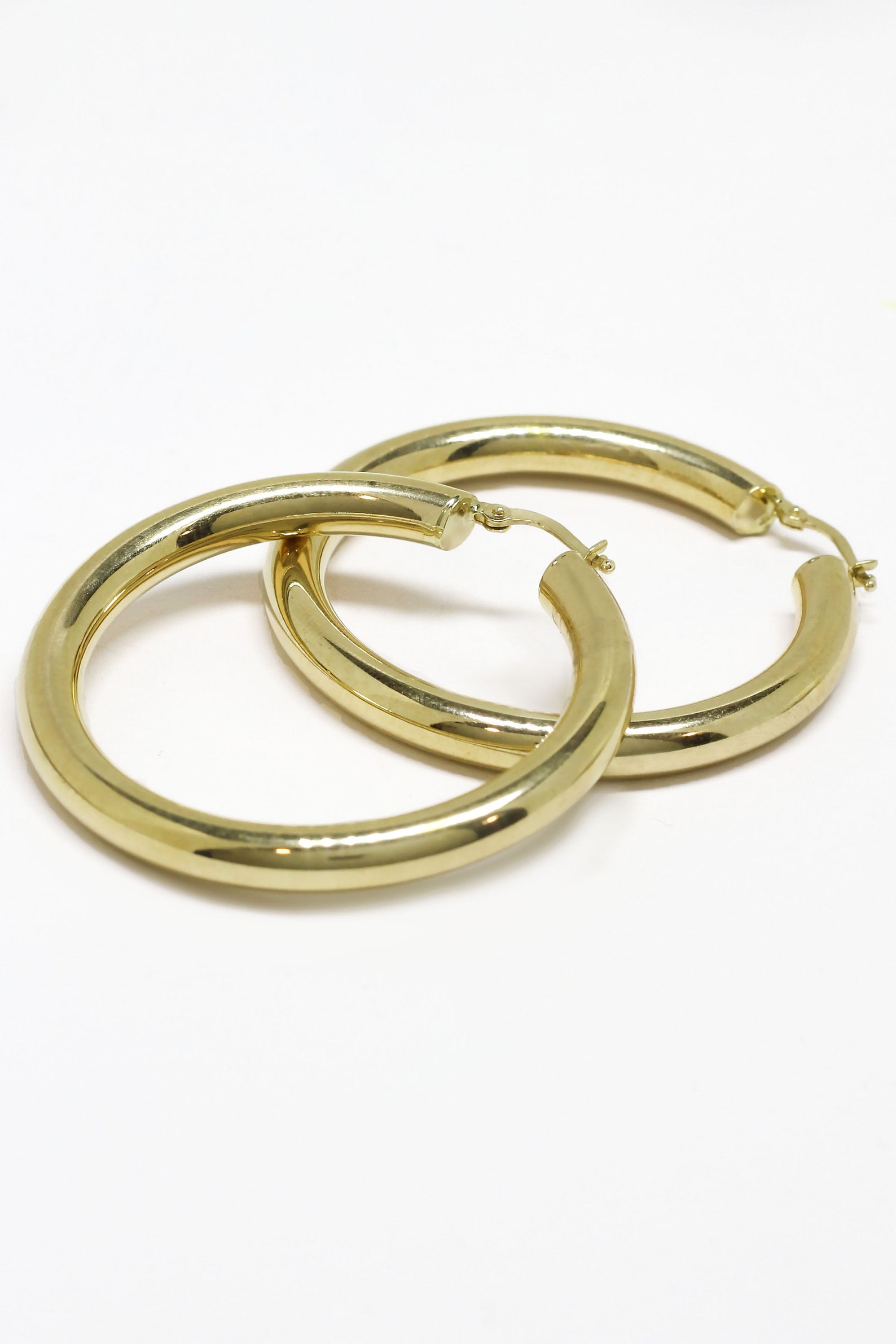 14K Gold Large Hoop Earrings Thick Gold Hoops Chunky Gold Etsy