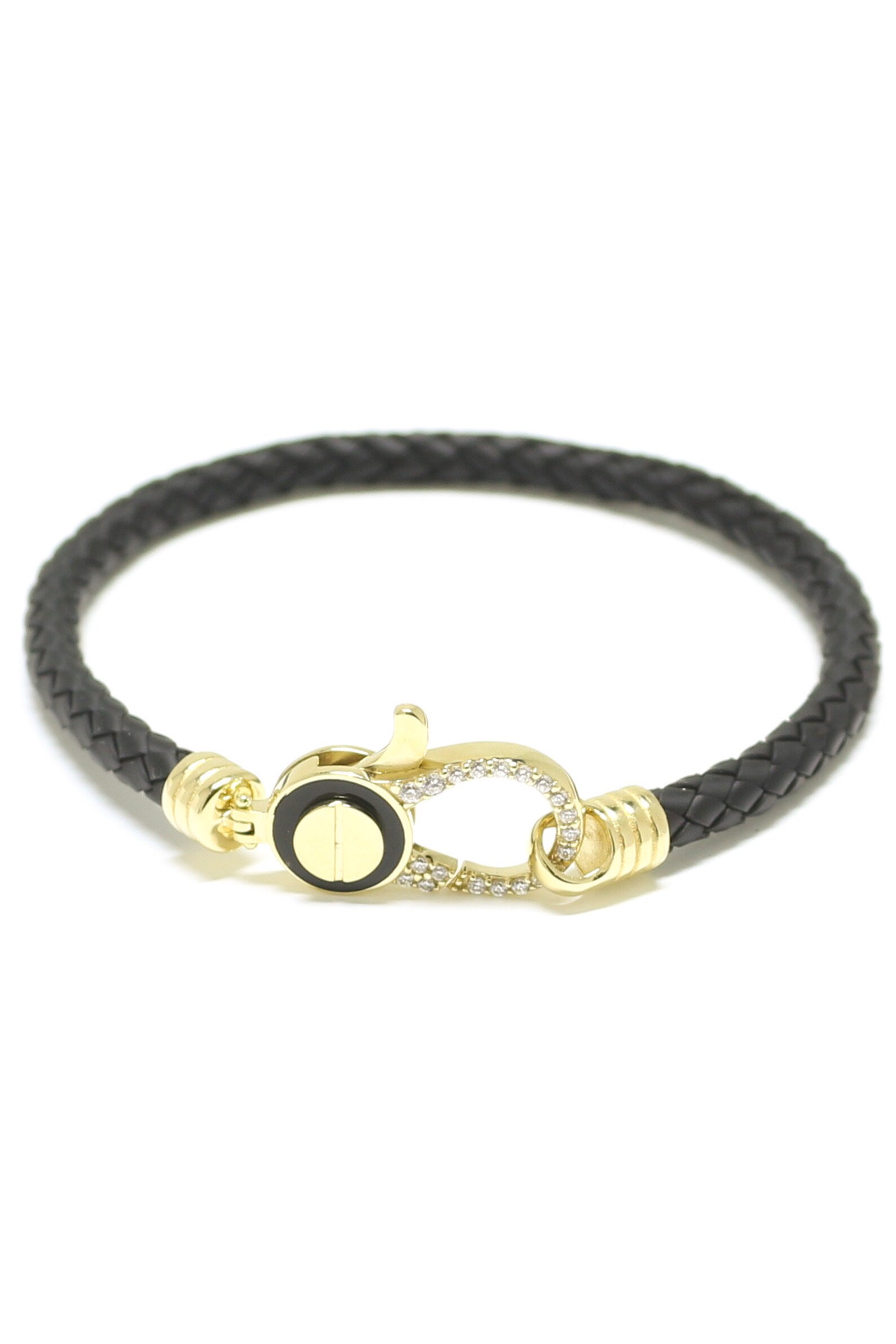 14 K Gold Lobster Claw Charm Bracelet With Genuine Leather Etsy