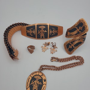 Super Cool Vintage Bell Trading Post Solid Copper Sundancer Jewelry Set.