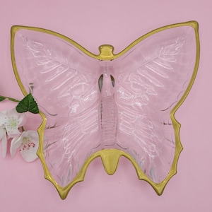 Gorgeous Vintage Jeannette Butterfly Glass Dish Circa 1950s MCM.