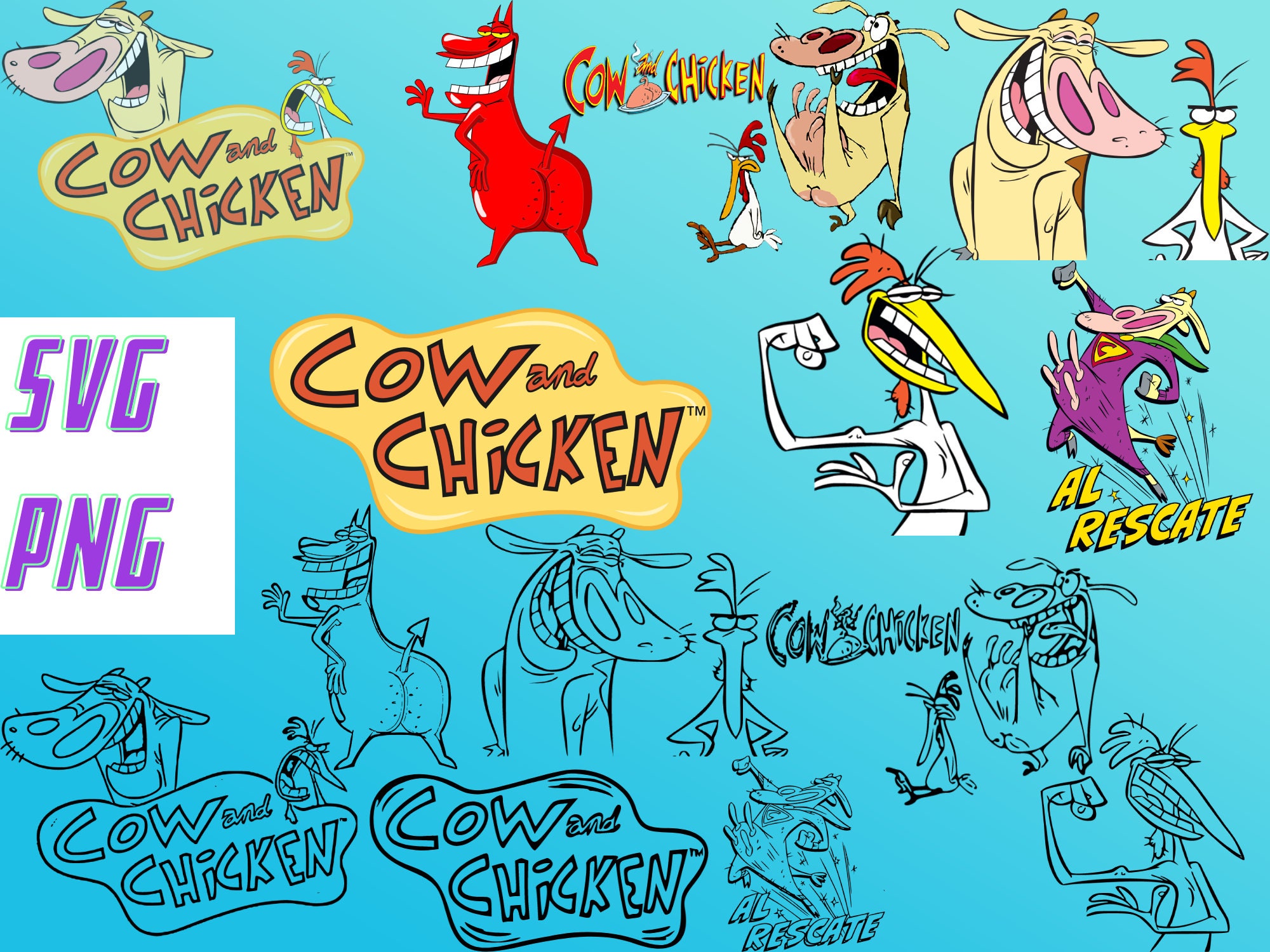 Cow and Chicken PNG/SVG | Etsy