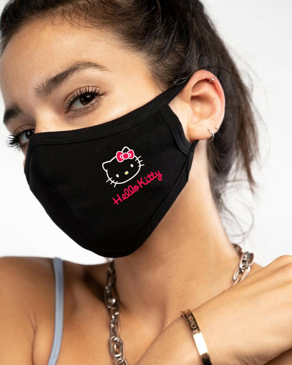 Custom Printed Cute Hello Kitty Face Mask Adult/Kids Etsy