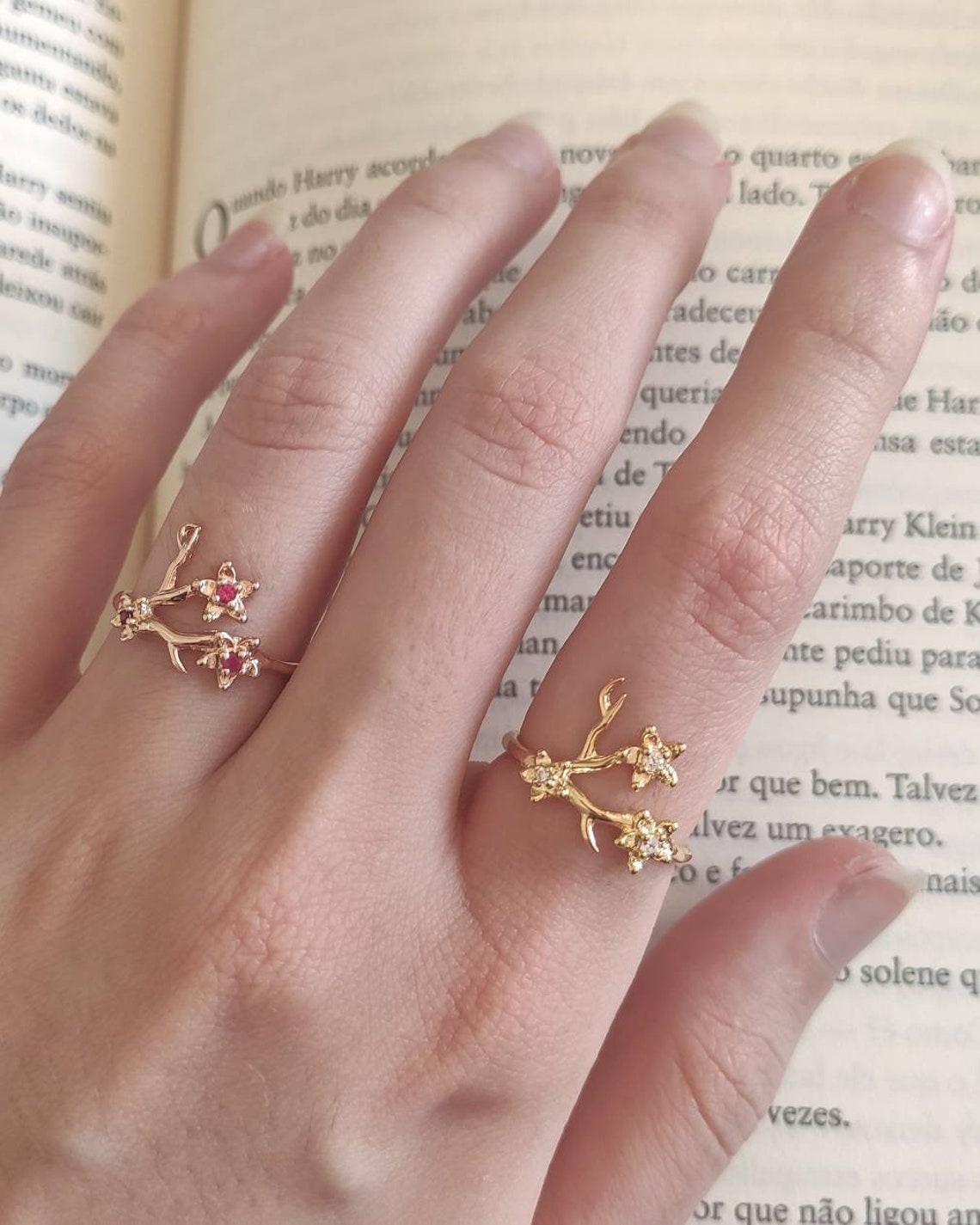 Mini Sakura Ring Rose Gold Plated Etsy