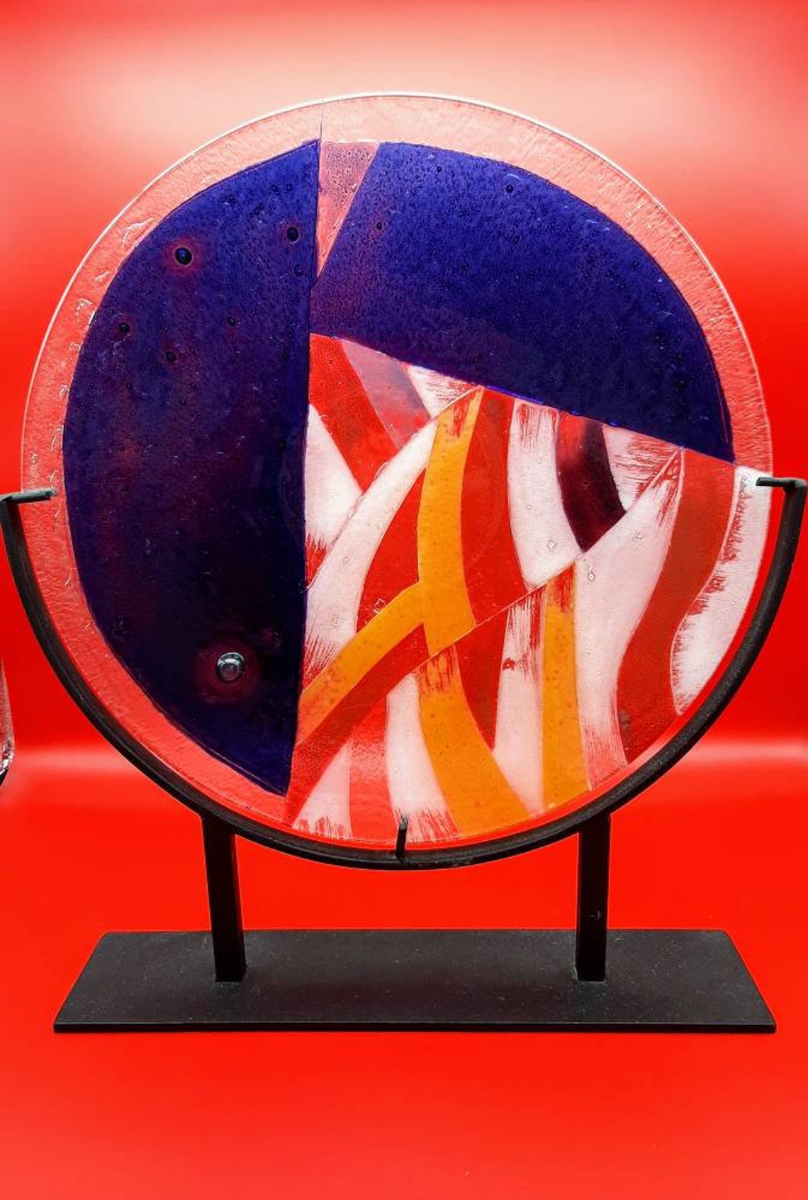 Arte de vidrio placa de vidrio decorativa sobre pesado negro | Etsy