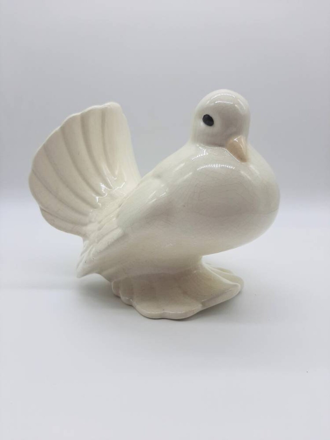 Ceramic Dove White crackled Etsy