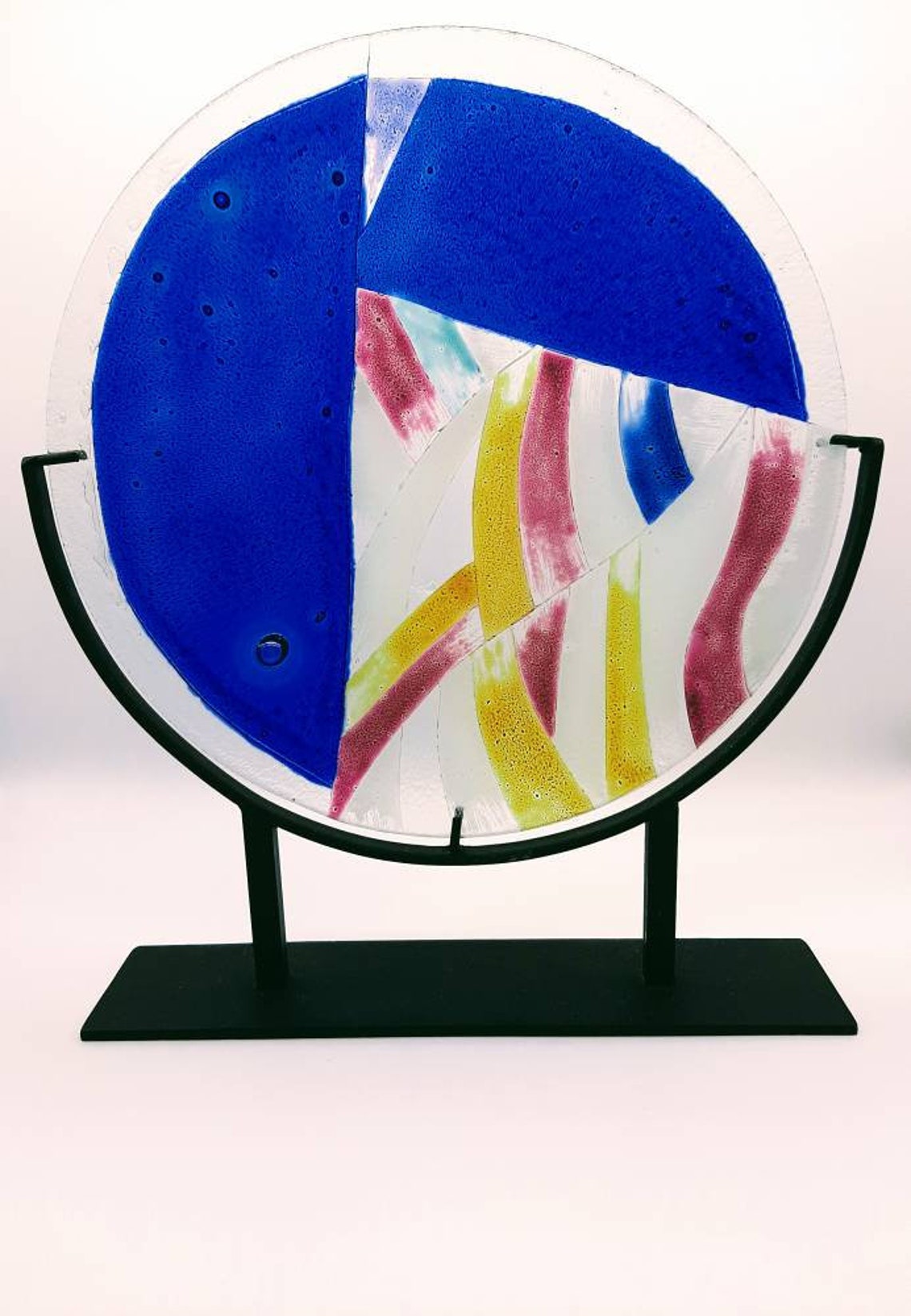 Arte de vidrio placa de vidrio decorativa sobre pesado negro | Etsy