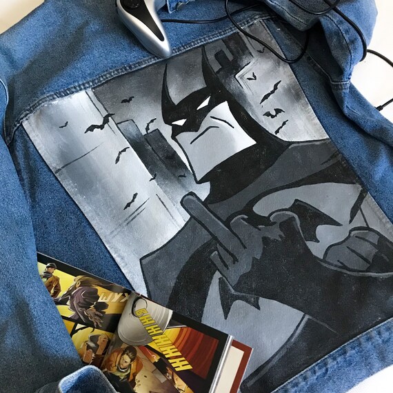 Batman Comic DC Hand Painted Custom Denim Jacket Customised | Etsy