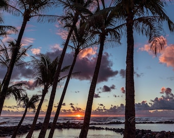 Kauai Beach Sunrise Photo, Wailua Beach Photo, Hawaiian Beach Wall Decor, Hawaiian Wall Art