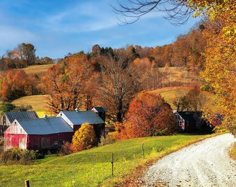 Vermont Fall Foliage Print, Jenne Farm Photograph, New England Wall Art
