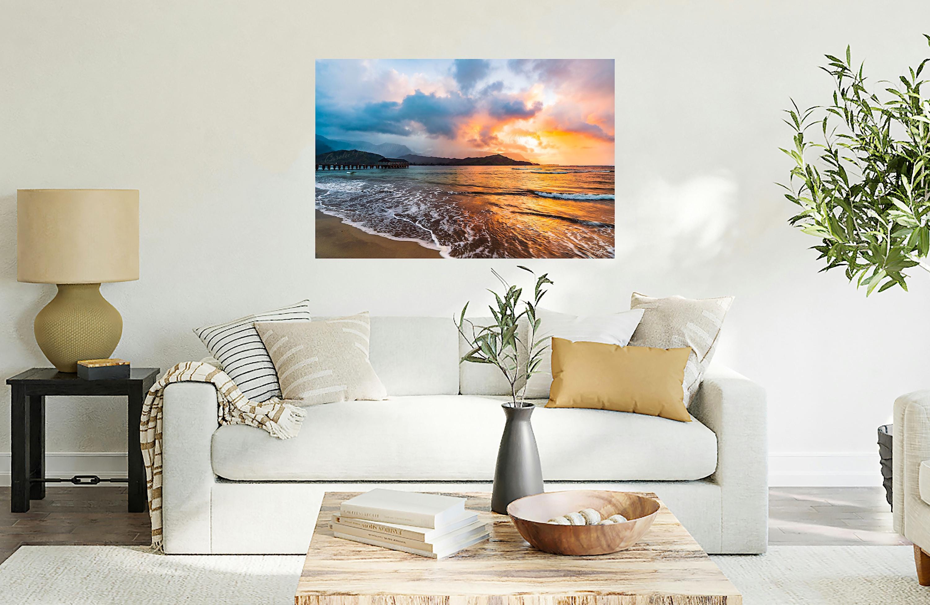 Hanalei Bay Photograph, Kauai Sunset Photo, Beach Picture