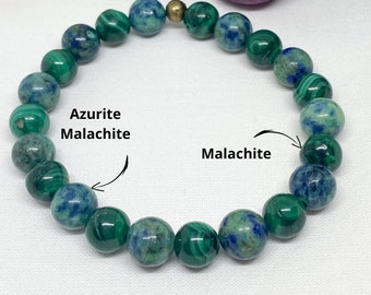 Bracelet anti-douleur, malachite , Azurite Malachite, arthrite, Arthrose, mal de dos, pierre de guérison , perle 8mm, cadeau saint valentin