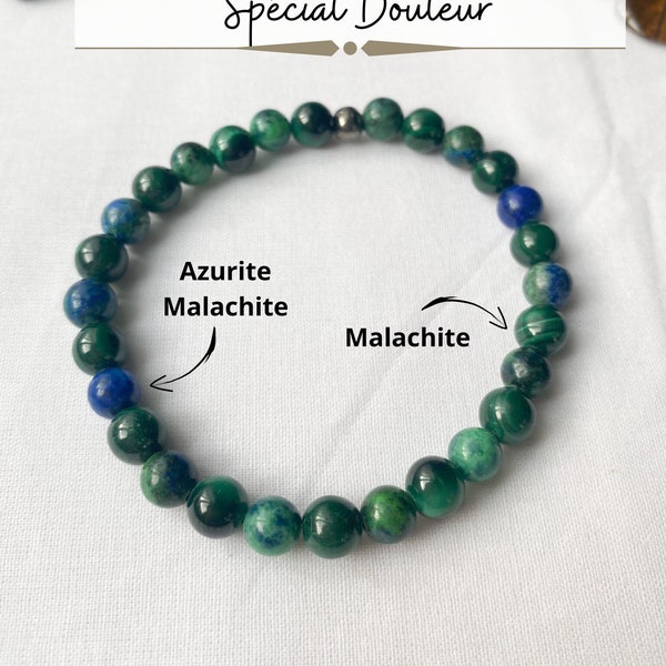 bracelet anti-douleur, malachite , Azurite Malachite, arthrite, Arthrose, mal de dos, pierre de guérison , perle 6mm, cadeau noël